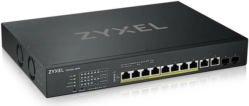 Switch Zyxel XS1930-12HP-ZZ0101F, Managed, L3, 10G Ethernet, PoE, Montim në rack, Ngjyrë e zezë