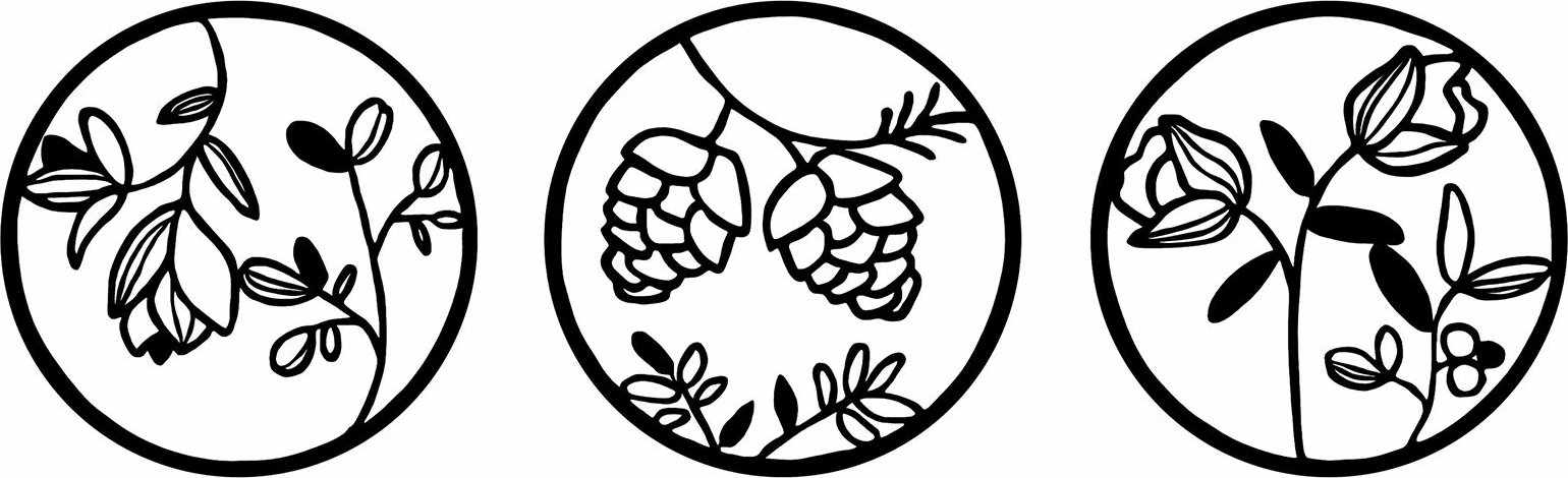 Aksesor dekorativ metalik për mur, Wallity, lule, 306 M