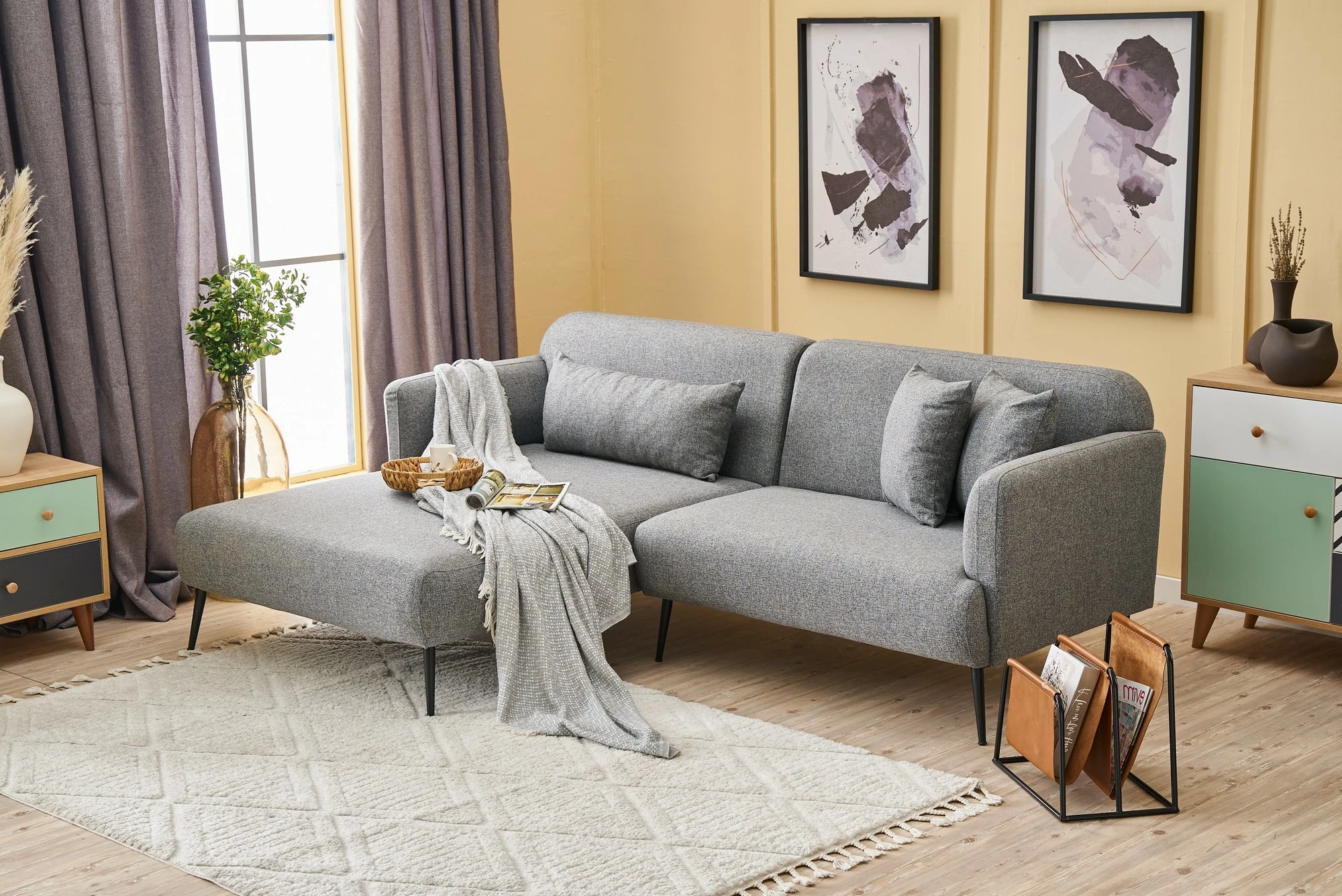 Këndore Revos, e majtë, ngjyrë gri, Atelier del Sofa