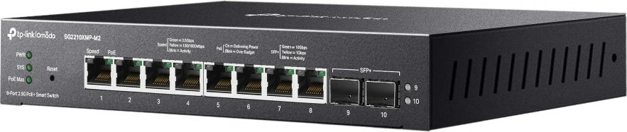 Switch TP-Link Omada SG2210XMP-M2, 8-Port 2.5G PoE+, 2-Port 10GE SFP+, i menaxhuar