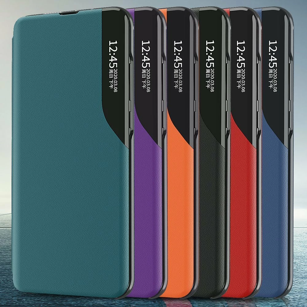 Mbështjellës Hurtel Eco Leather View Case për Samsung Galaxy A02s EU, me kapak dhe qëndrim, i zi