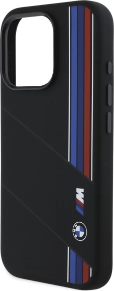 Mbështjellës BMW Silicone Cut Tricolor Lines MagSafe për iPhone 16 Pro, Zi