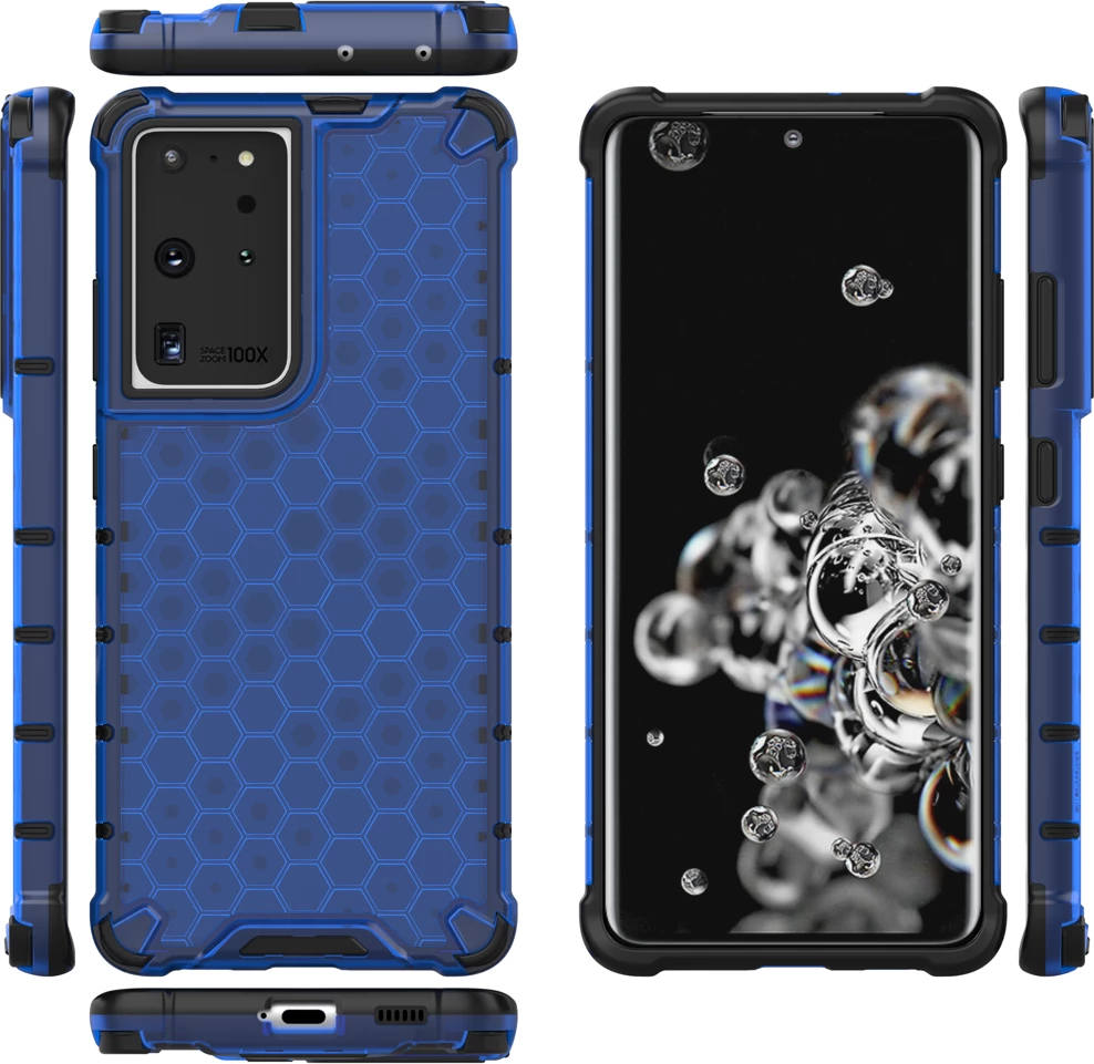 Mbështjellës Hurtel për Samsung Galaxy S22 Ultra, honeycomb, blu