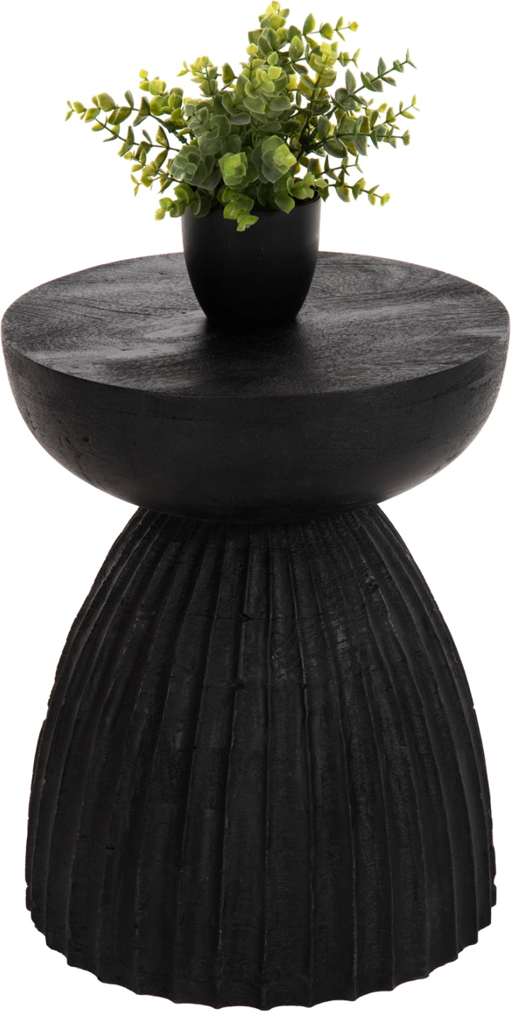 Karrige e rrumbullakët SCALLOP FH9702 dru mango i zi Φ35x45Hcm