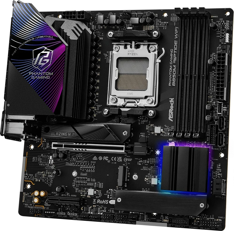 Pllakë amë Asrock Phantom Gaming B850M Riptide WiFi, Socket AM5, micro ATX, e zezë