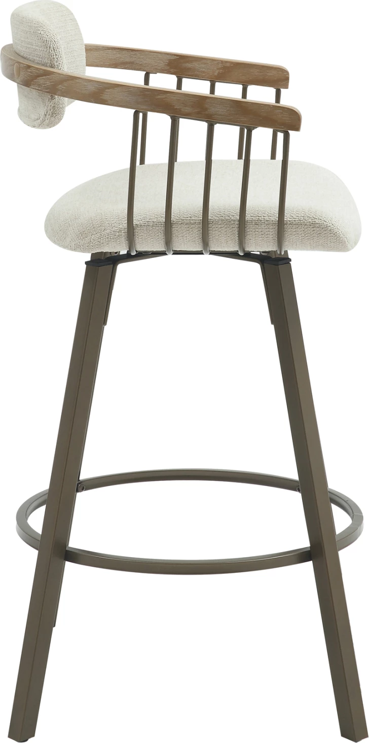 Karrige për bar rrotulluese LANG FH9990.01, metal ngjyrë bakri antik, pëlhurë ecru, 51.5x48.5x89.5H cm