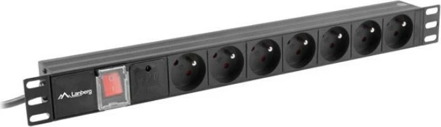 Listë elektrike rack Lanberg PDU-07E-0200-BK, 7 dalje, 1U, 2m, e zezë