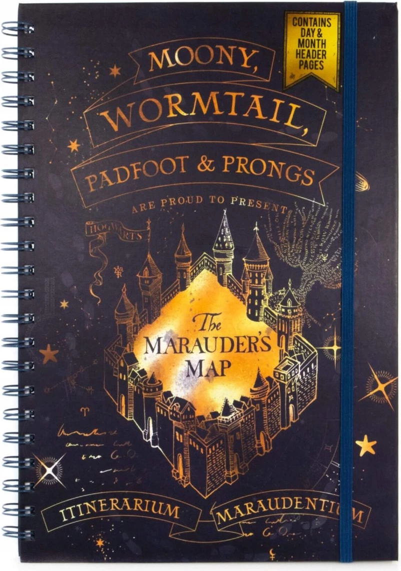 Fletore me spirale Pyramid International Harry Potter Marauder's Map A4, blu e errët