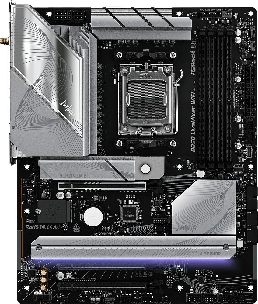 Pllakë amë Asrock B850 LiveMixer WiFi, ATX, Socket AM5, 256 GB, E zezë