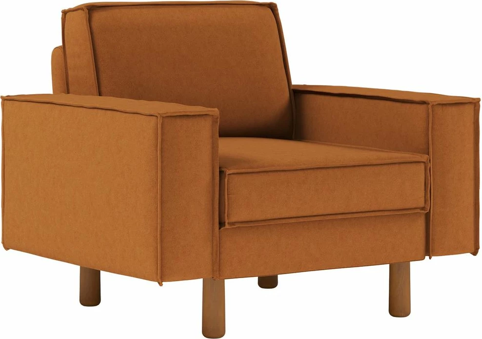 Karrige një vendëshe Atelier del Sofa, ngjyrë karamel, këmbë dru arre, Sparrow 1