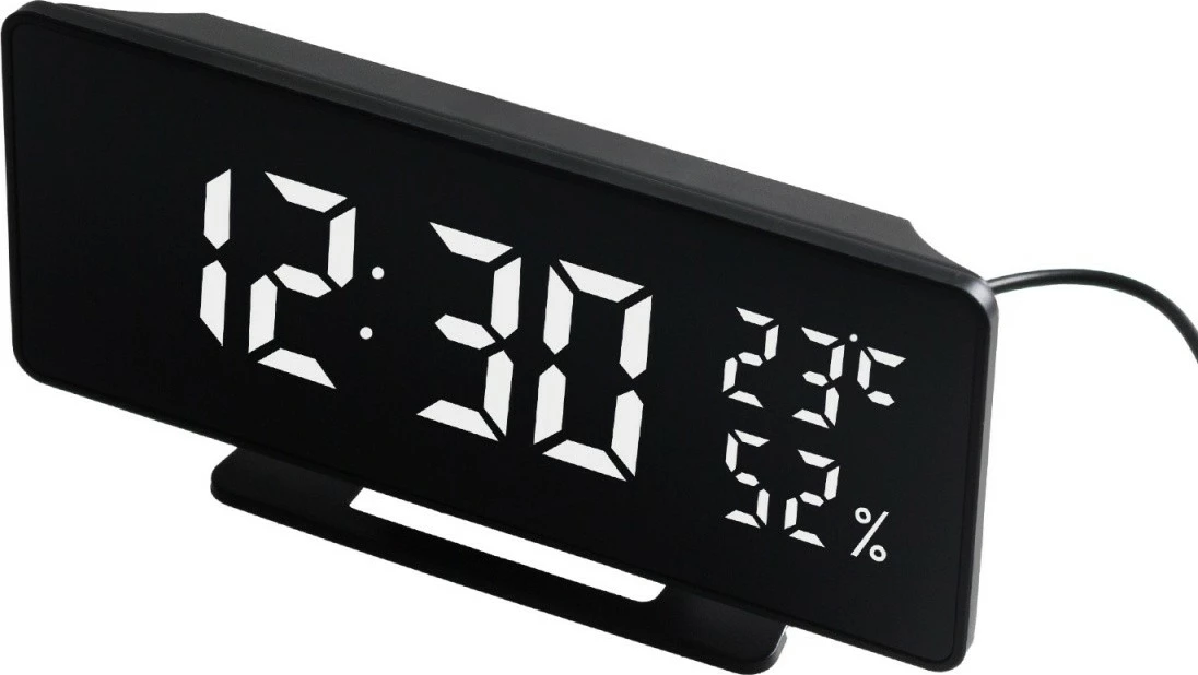 Orë alarmi GreenBlue GB395 me termometër dhe higrometër, e zezë