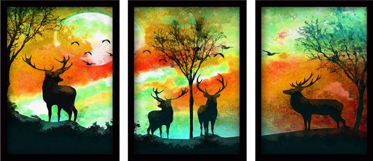 Pikturë triptik në MDF, printim digjital, shumëngjyrëshe, PWF-0480, set prej 3 copësh