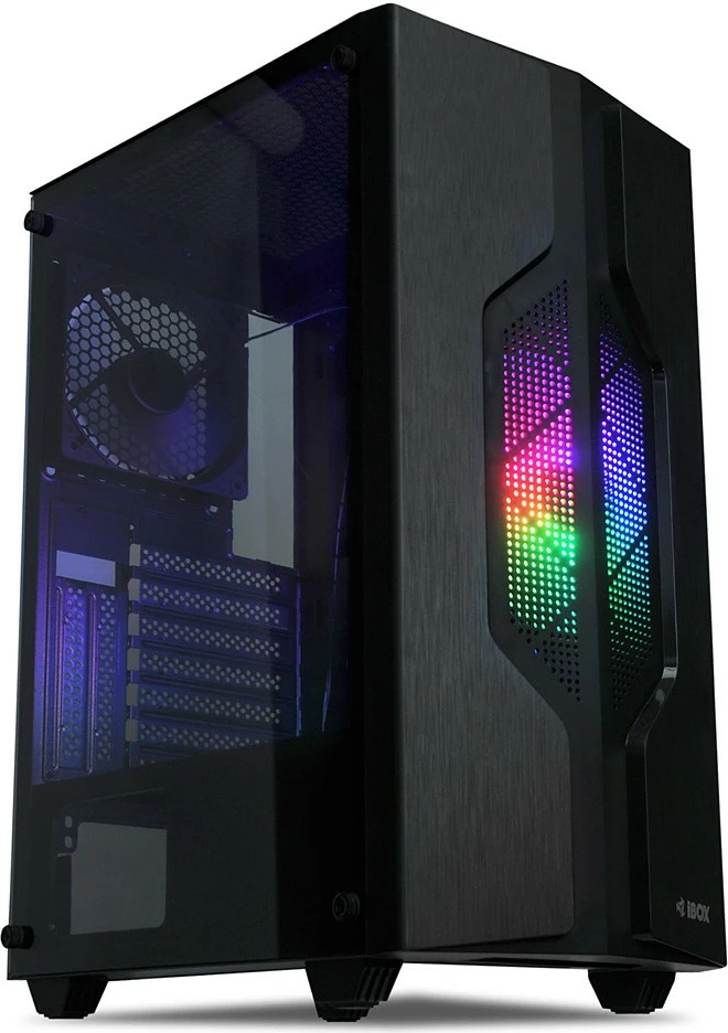 Kasë iBOX Cetus OCT 908, Midi Tower, ATX/Mini-ATX, xham i temperuar, LED, e zezë