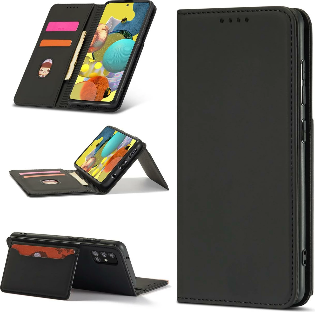 Mbështjellës Hurtel Magnet Card Case për Xiaomi Redmi Note 11 Pro, me kapak, portofol dhe qëndrim, i zi
