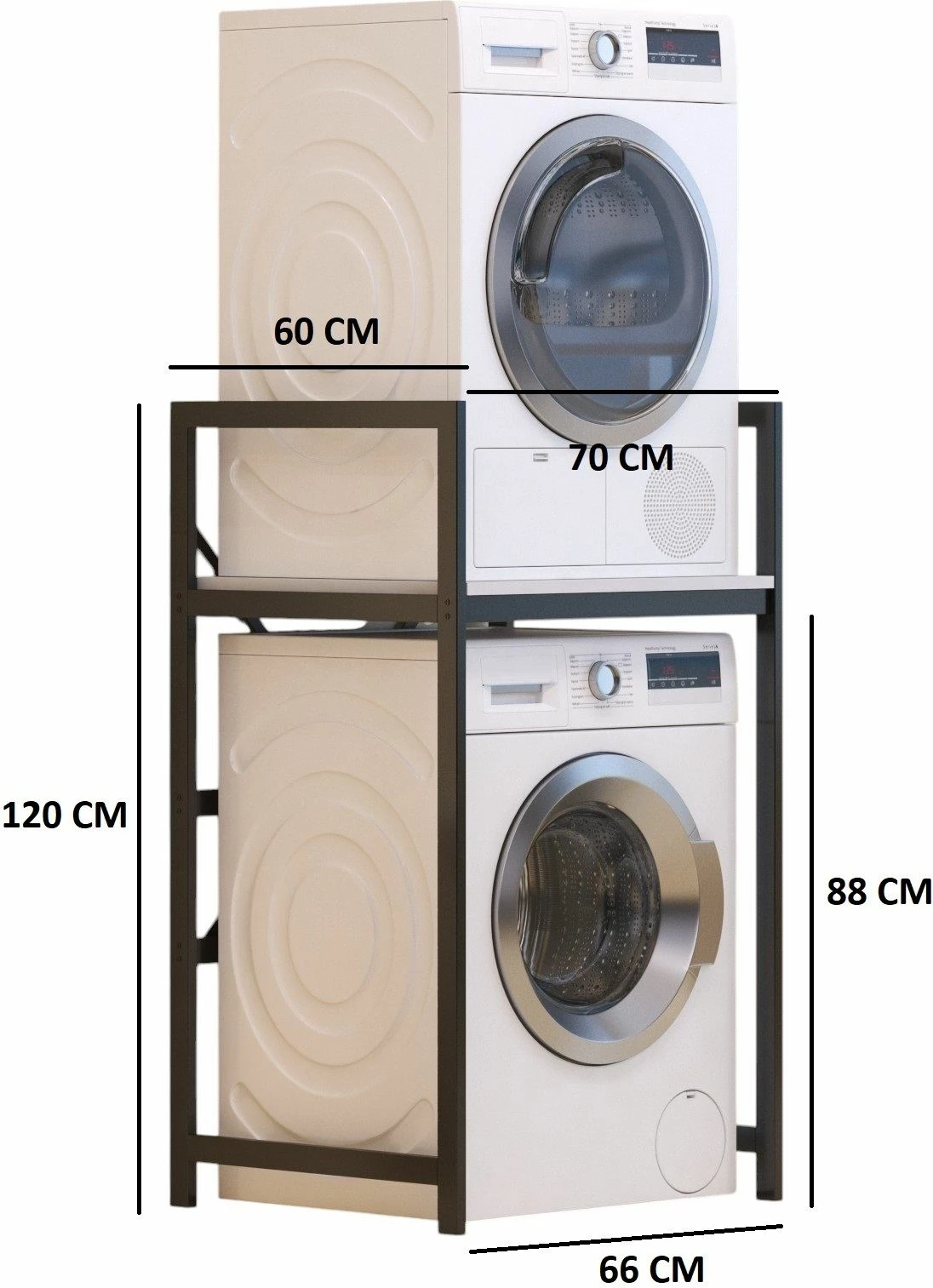 Dollap për lavatriçe, Skye Decor, C7, bardhë e zi