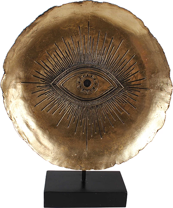 Dekor sy totem, polirezine, ngjyrë ari e zezë, 32x10x41 cm