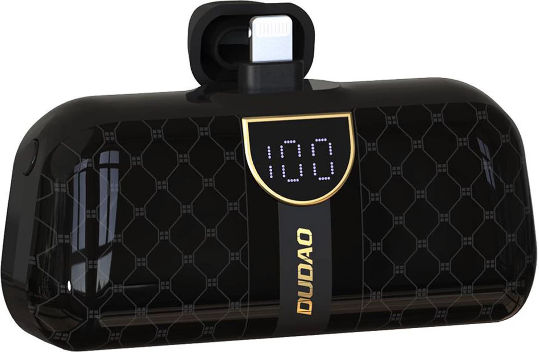Powerbank Dudao K20SL, 5000 mAh, Lightning/USB-C, e zezë