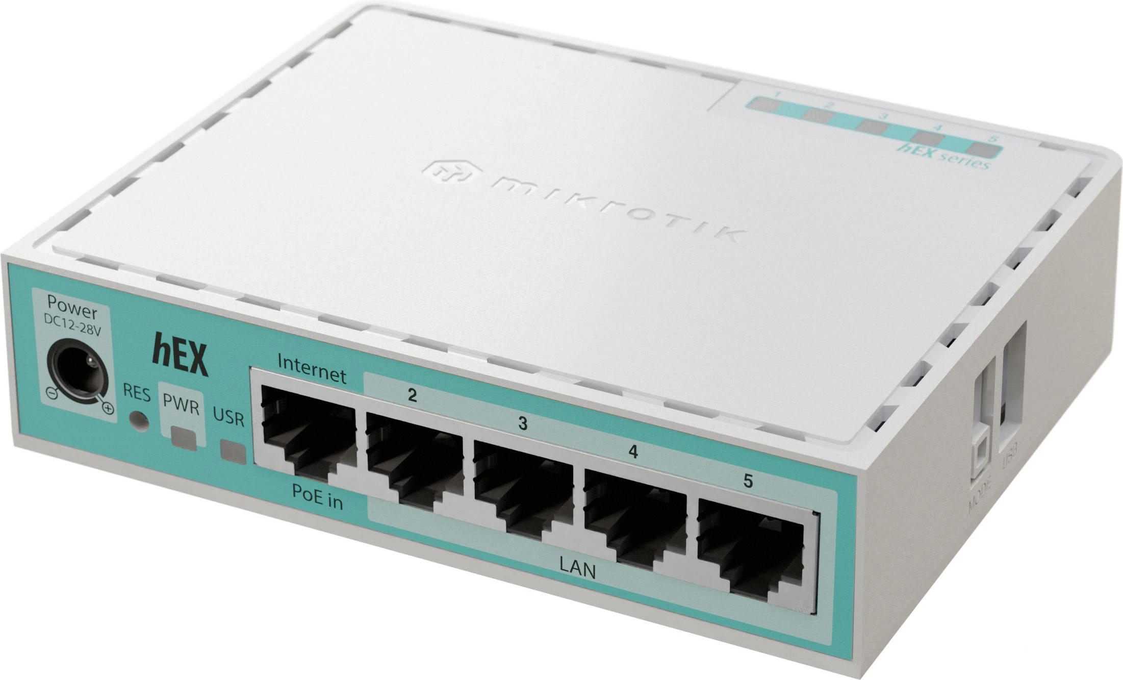 Router MikroTik hEX, 512MB RAM, 5x Gigabit Ethernet, USB 2.0, i bardhë