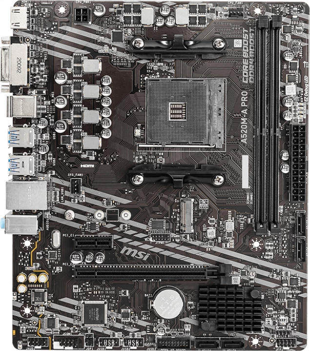 Pllakë amë, MSI A520M-A PRO 7C96-001R, AMD A520, Socket AM4, micro-ATX, e zezë