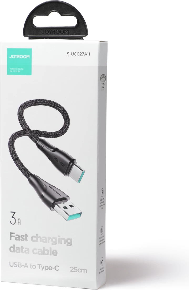 Kabllo Joyroom Surpass Series A11, USB-C në Lightning, 0.25m, 20W, e zezë