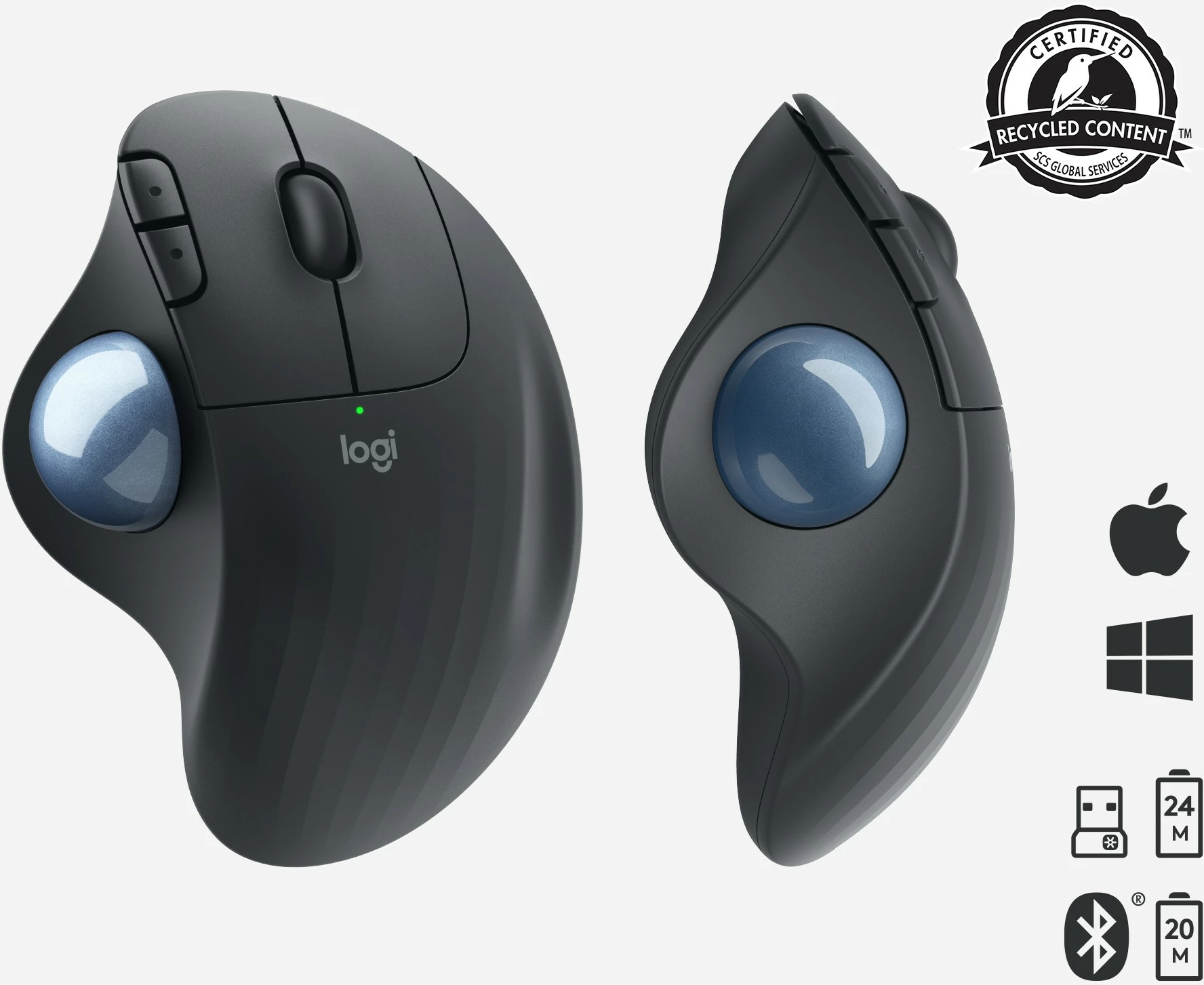 Maus Logitech ERGO M575 Wireless Trackball, 2000 DPI, Grafit