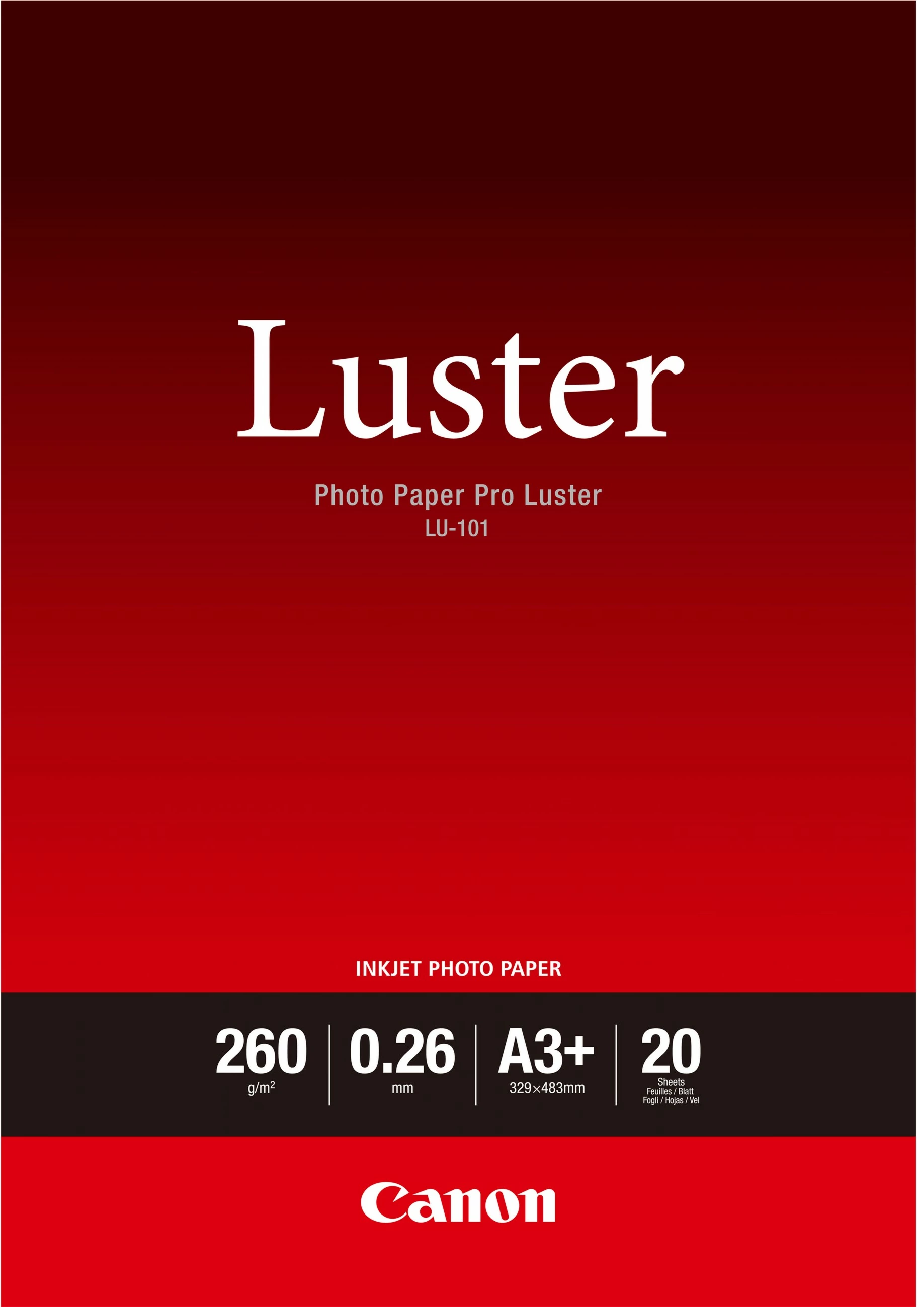 Letër fotografike Canon Photo Paper Pro Luster LU-101, A3+, 20 fletë, e bardhë