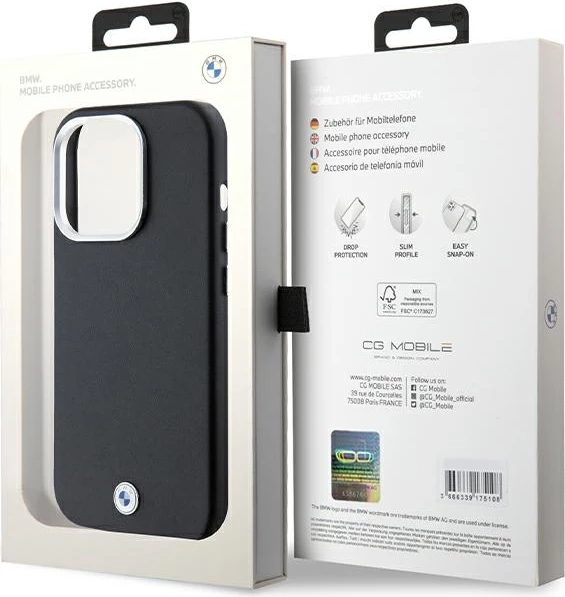 Mbështjellës BMW Signature Wrapped Metal MagSafe për iPhone 14 Pro, i zi