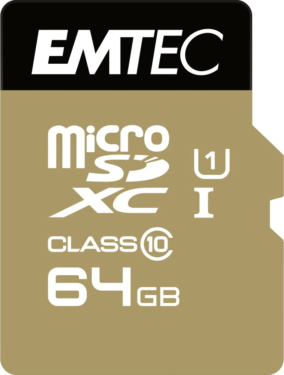 Kartelë memorie EMTEC microSDXC 64GB Class 10, e zezë/ari