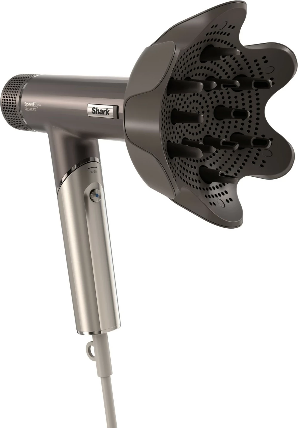 Tharëse flokësh Shark SpeedStyle Pro Flex HD542EU, 1700W, jonizim, 4 aksesorë, ngjyrë argjendtë