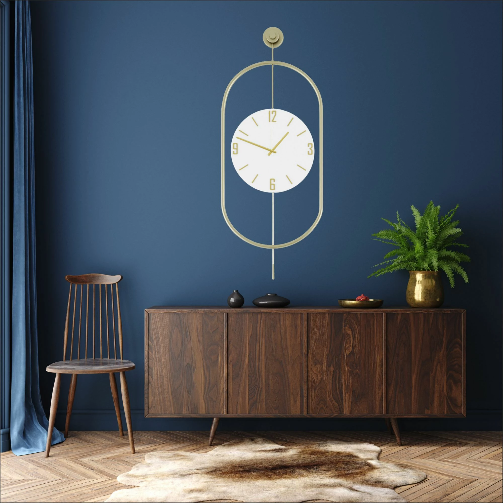 Orë muri dekorative metalike Wallity, Mclock-00113, ngjyrë ari