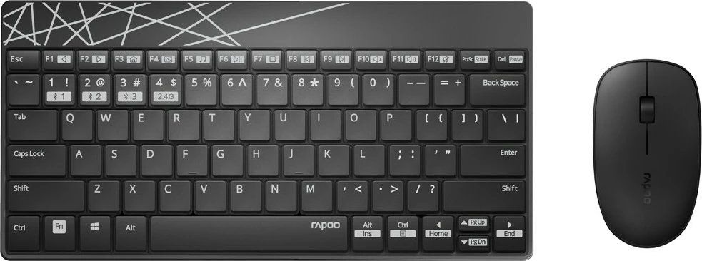 Set tastierë dhe maus RAPOO 8000M, wireless, i zi
