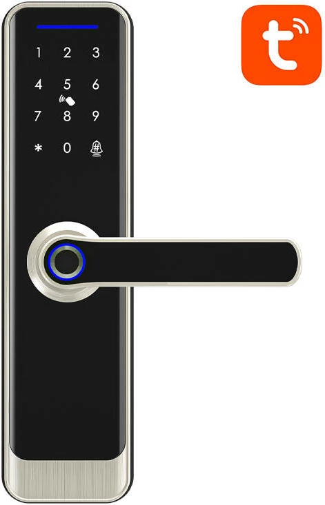 Bravë smart dixhitale, Avatto, SDL-A270-S -5572, Wi‑Fi, gjurmë gishti/IC/kod/aplikacion/çelës, Tuya Smart Life, IP55, për dyer 35–60 mm, me bateri, argjendtë