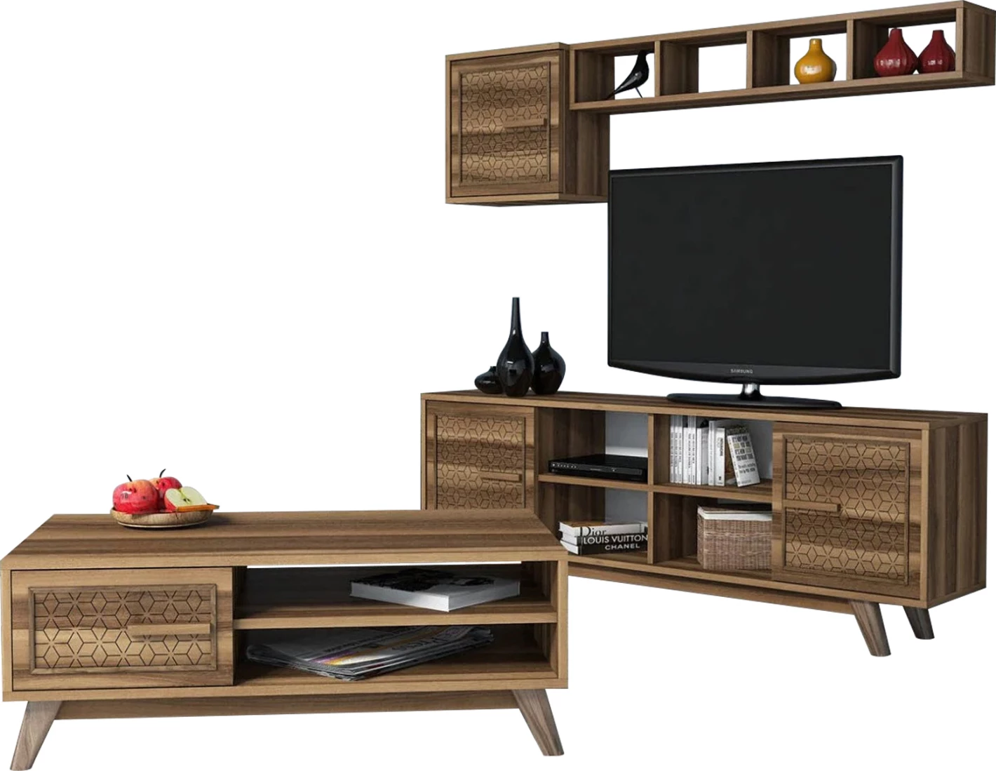 Kompozim dhome ndenjeje FH11852.01 2 copë melaminë në ngjyrë arre