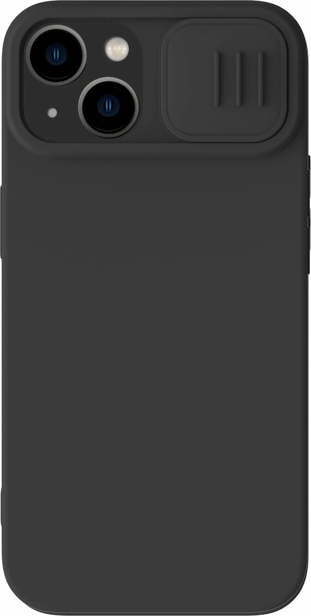 Mbështjellës Nillkin CamShield Silky Silicone për iPhone 14 Plus, MagSafe, me kapak kamere, Zi