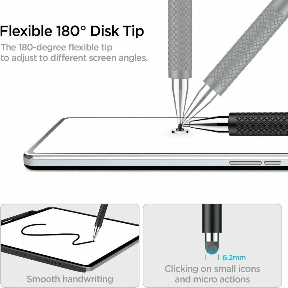 Stilolaps stilus Spigen Universal Stylus Pen 145 mm, zi, set 1 copë (2 maja)