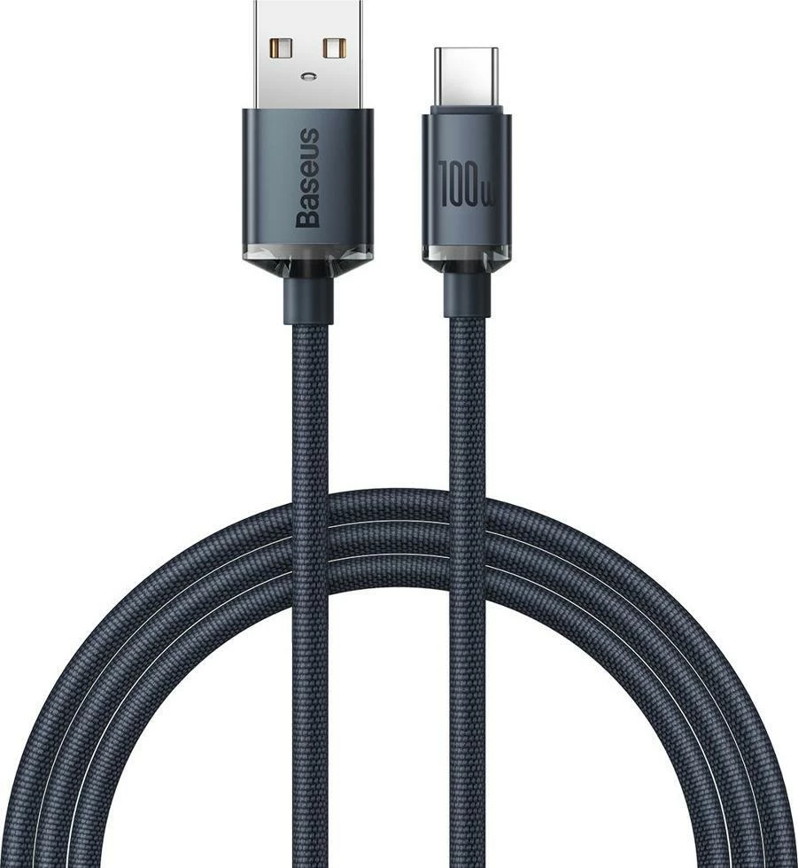 Kabllo USB Baseus Crystal Shine CAJY000401 USB-A në USB-C 1.2 m 100W, e zezë (1 copë)