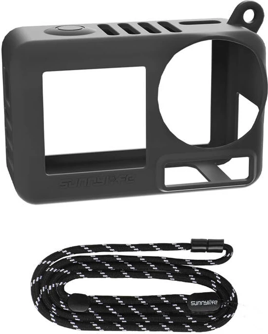 Mbështjellës silikoni Sunnylife OA5-BHT885-D për OSMO ACTION 5 PRO, me rrip, zi