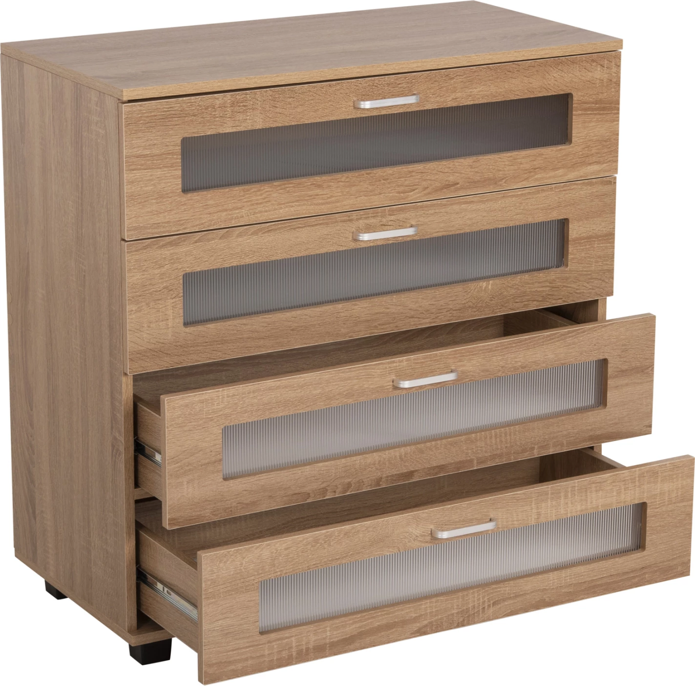 Komodinë THORGAN FH9880.01 melaminë në ngjyrë SONOMA-4 sirtarë 80Χ40Χ83Hcm