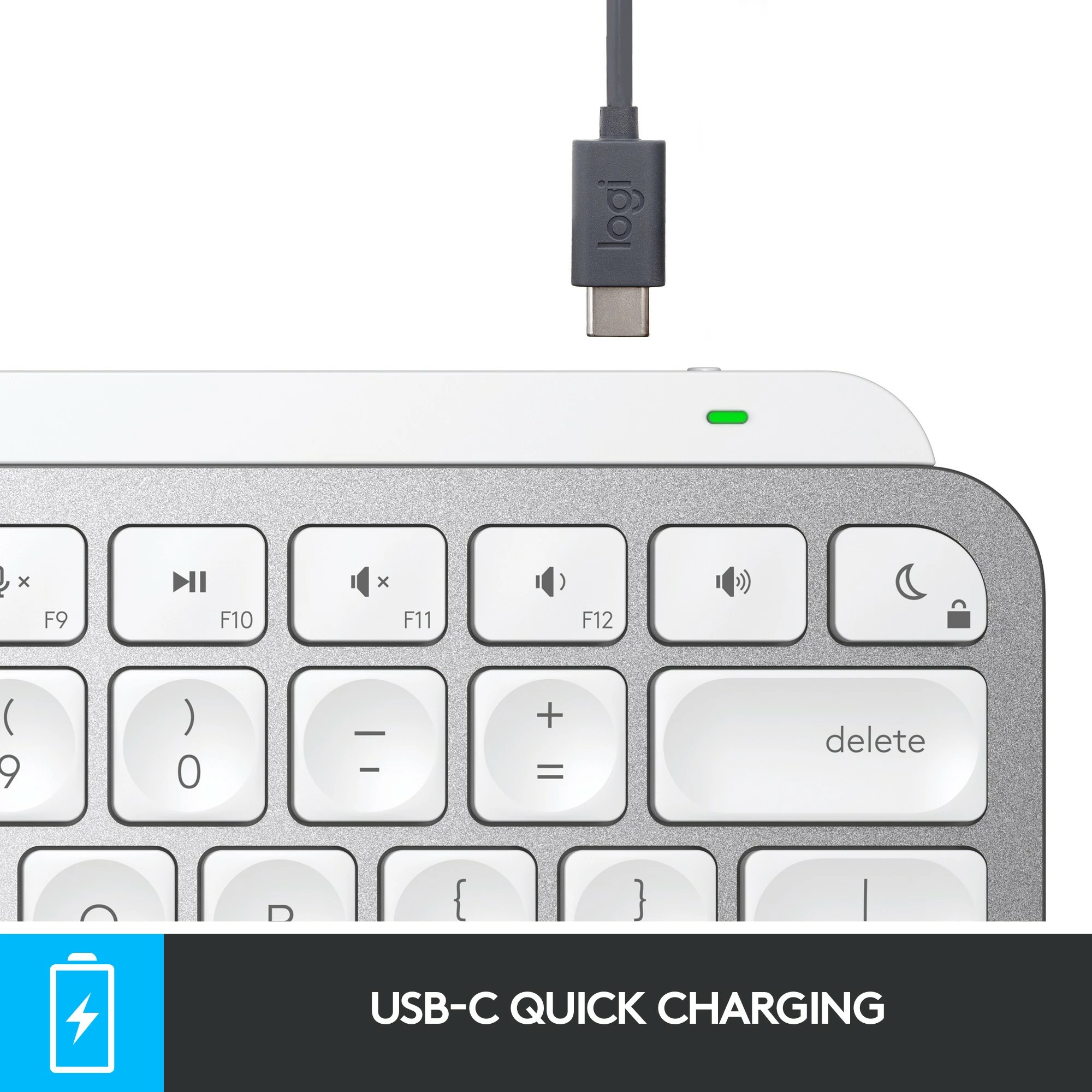 Tastierë mini Logitech MX Keys Mini për Mac, wireless, Bluetooth, LED, bardhë
