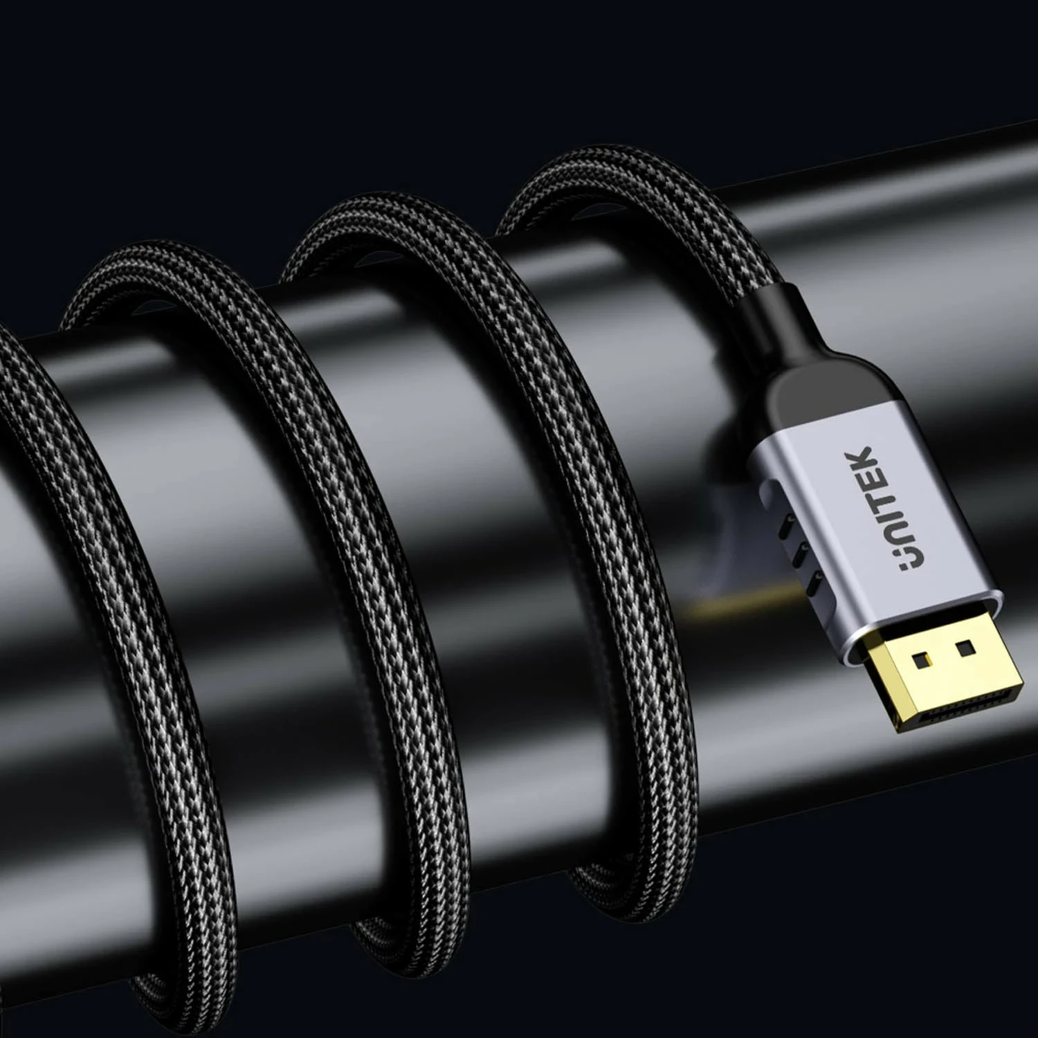 Kabëll Unitek DisplayPort 2.1 8K@120Hz 1,5m, ngjyrë zi-argjendtë