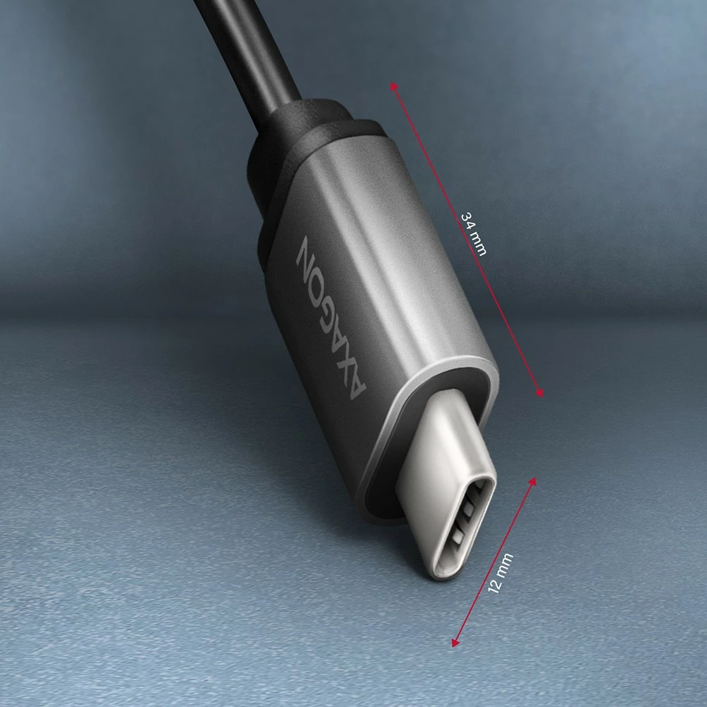 Adapter kabllo AXAGON RUCM-AFAC USB-C në USB-A, 0.2m, 3A, Gri