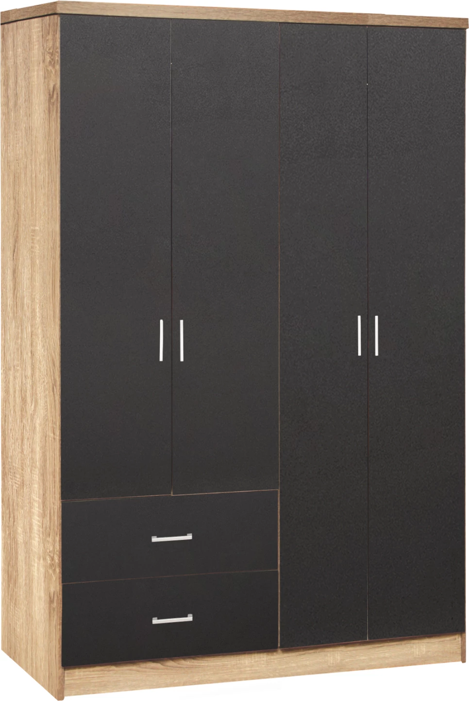 Dollap 4 dyer me 2 sirtarë FH339.04 Sonama-Gri 120x42x181cm