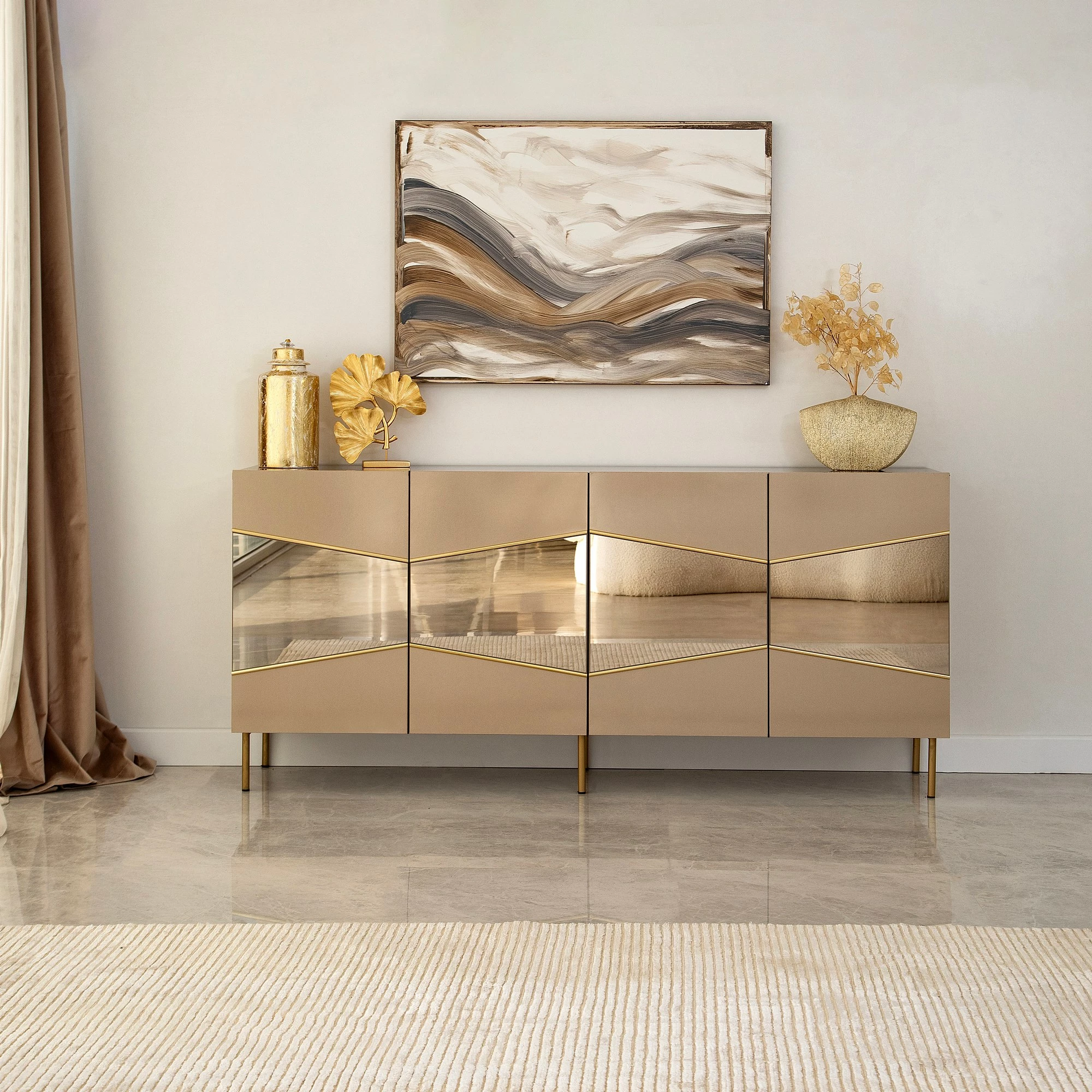 Konsolë Hanah Home, Nice, bronz dhe ari