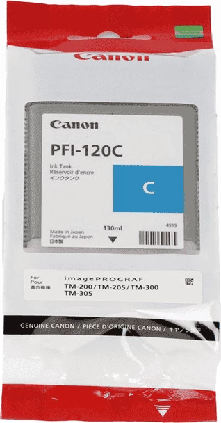 Rezervuar boje, Canon PFI-120C 2886C001, 130 ml, kompatibil me imagePROGRAF TM-200/TM-205/TM-300/TM-305, cian