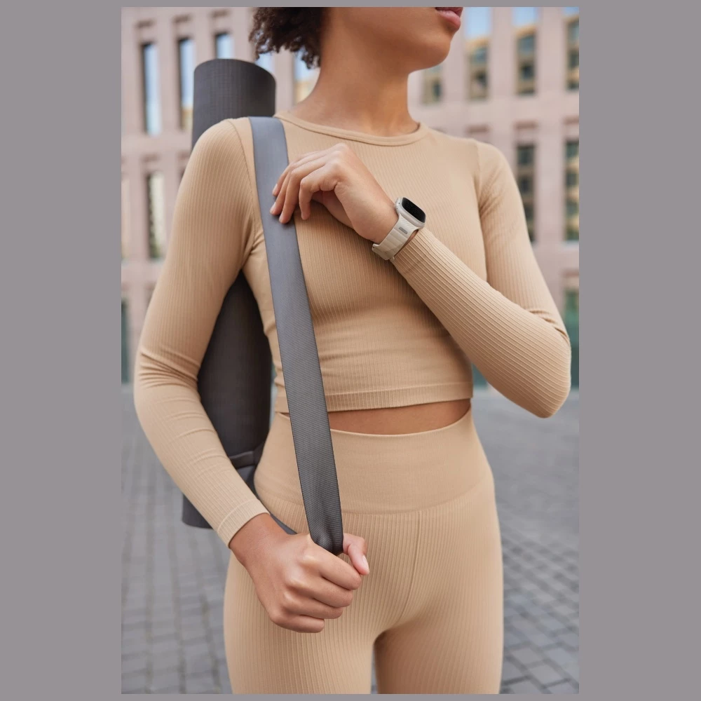 Rrip gome për Apple Watch UNIQ Stride De Rubber, 44/45/46/49mm, Bezhë