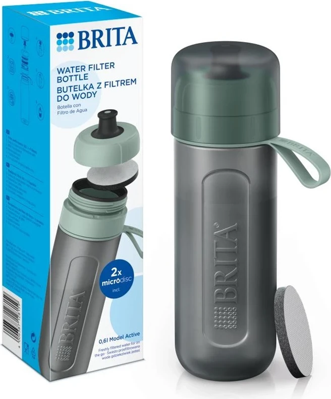 Shishe filtruese BRITA Active e gjelbër, 2 disqe filtruese