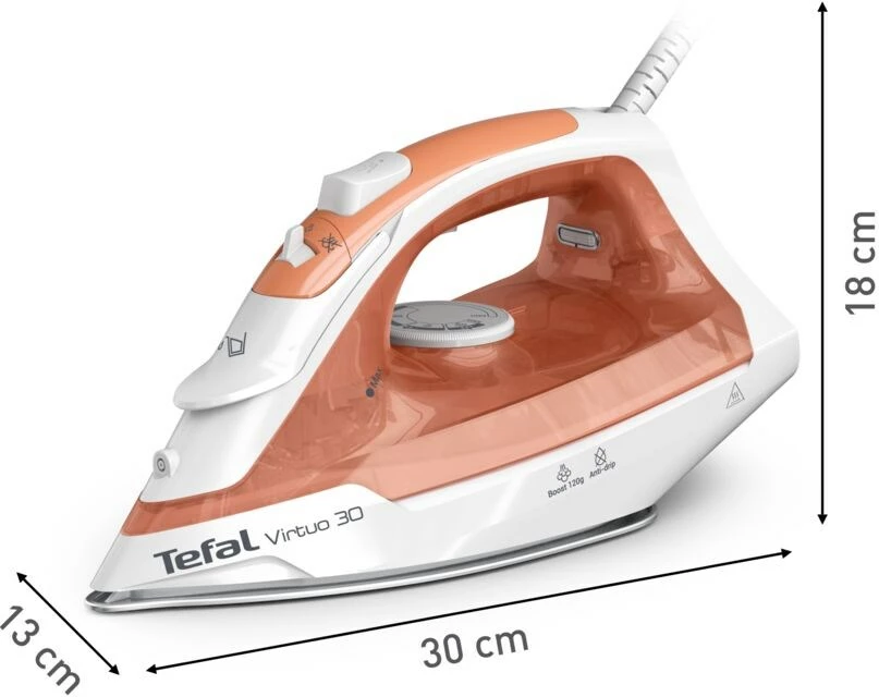 Hekur Tefal Virtuo 30 FV2C40E0, 2000 W, pllaka qeramike, pjeshkë/bardhë