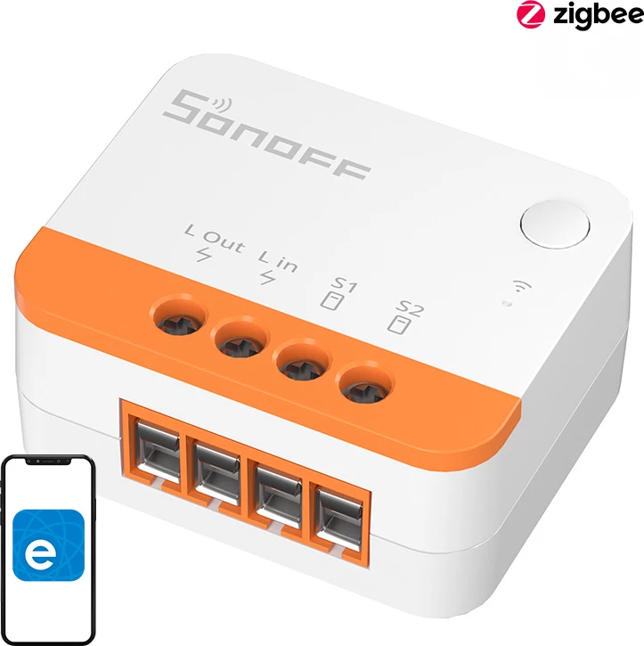 Switch smart Sonoff ZBMINIL2 ZigBee 3.0 mini 6A 100-240V bardhë/portokalli