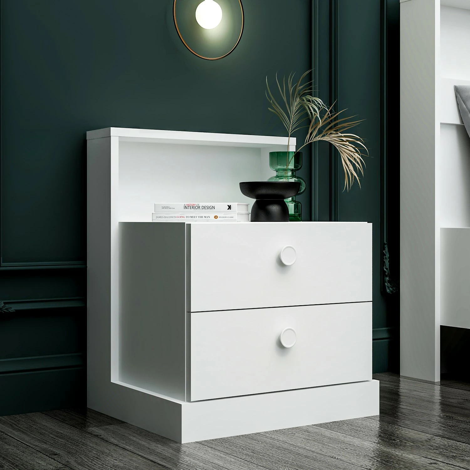 Komodinë Skye Decor, e bardhë