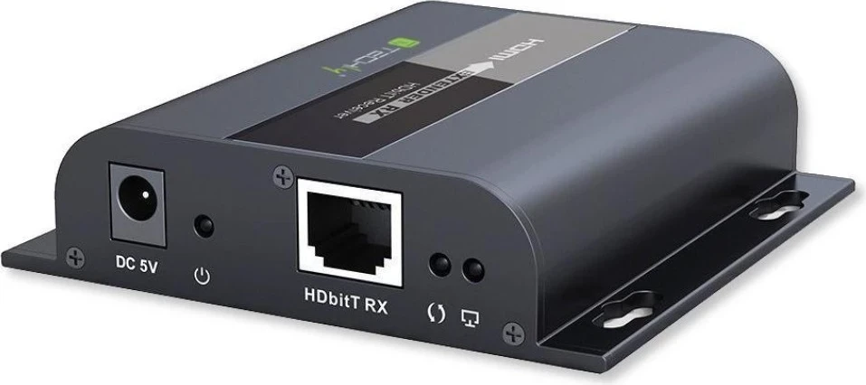 Odbiornik Techly 361865 për extender HDMI 1080p 60Hz HDBitT deri 120m me skrëtce Cat6, IR, i zi